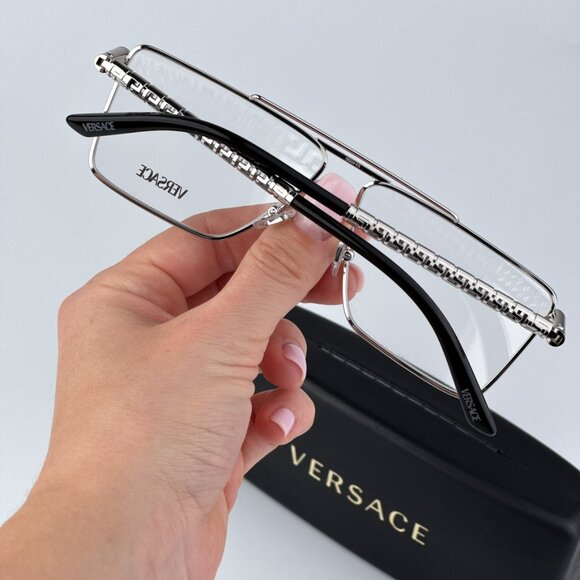 Versace VE1295 1000 BRAND NEW Eyeglasses Silver Demo Pilot Unisex - Picture 3 of 10